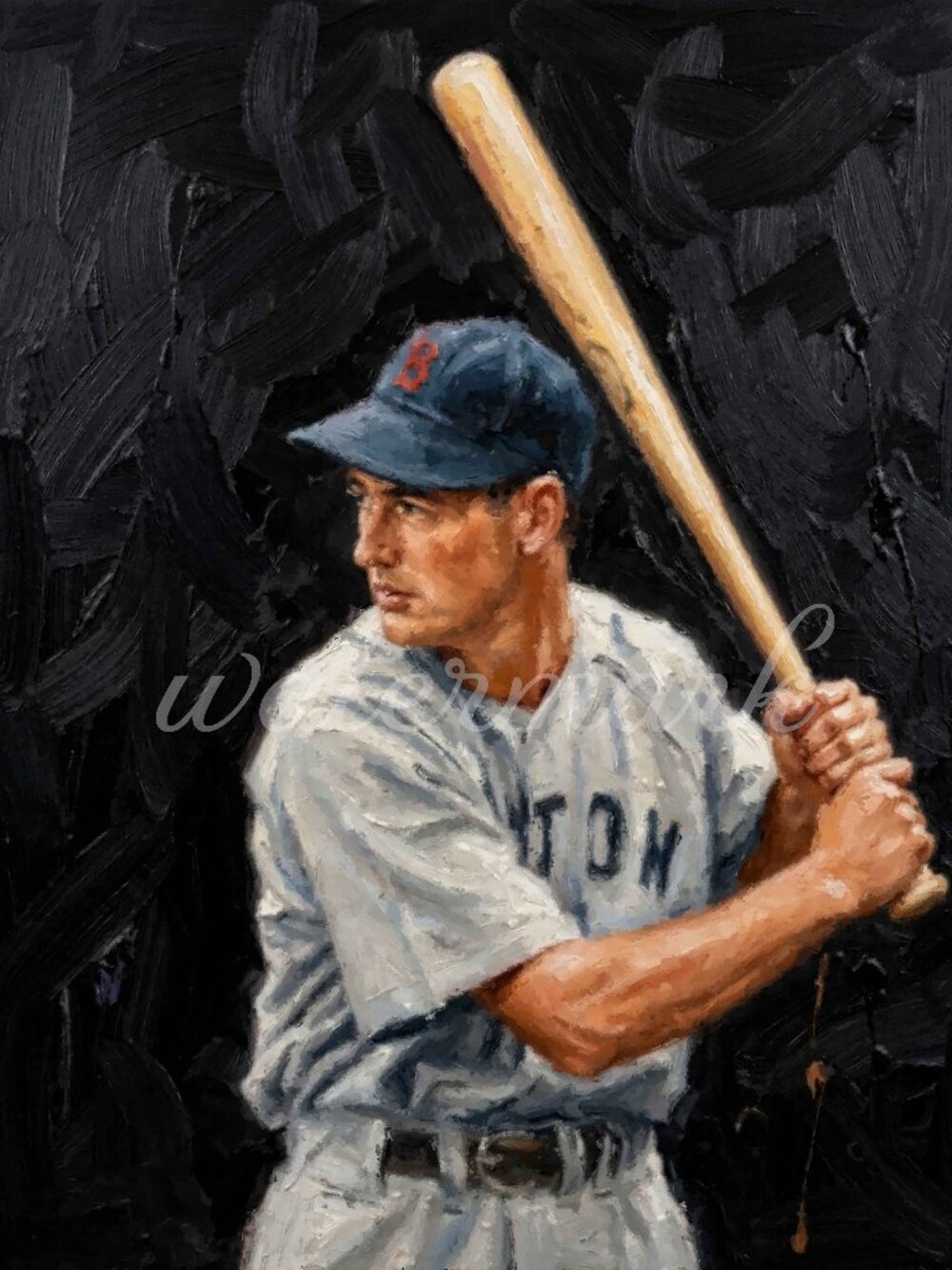 Ted Williams Painting ART PRINT 8x10 Lithograph Baseball Art Oil Painting Print